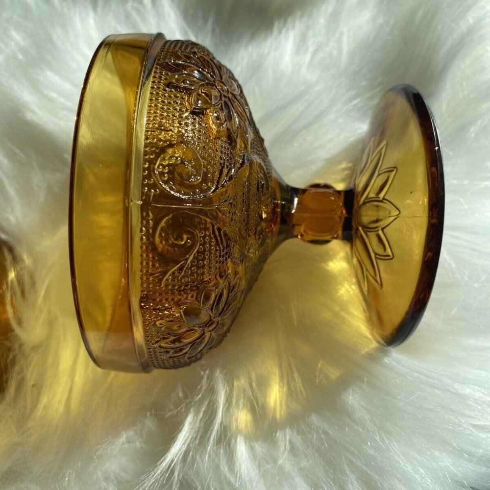 2 Vintage Amber Glass Cocktail Dessert Barware Ice Cream Fruit Cups Candy Dish - Picture 4 of 8